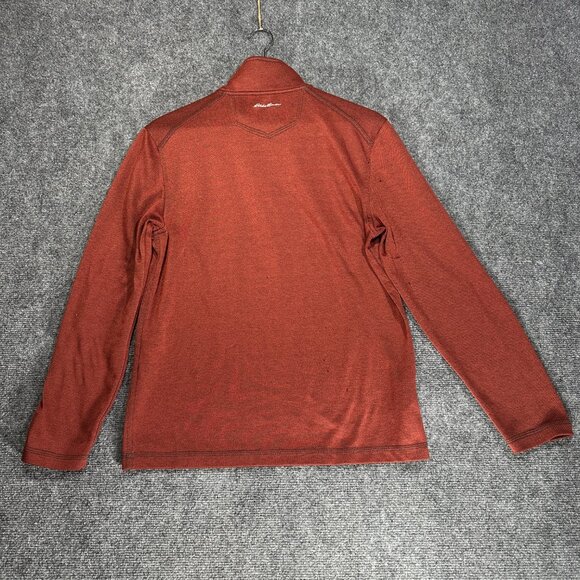 Eddie Bauer Shirt Mens Small Henley Rust Long Sleeve 1/4 Zip Pullover Tee FLAWS - Picture 6 of 10